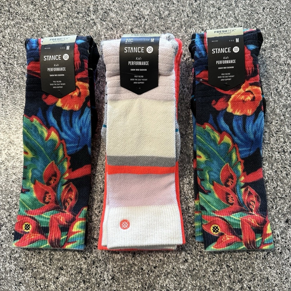 Stance Socks Youth Size M 11-2Y‎ 4 Pairs Winter Ski Snowboarding Over The Calf